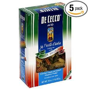 DeCecco Tri Color Fusilli, 16 Ounce Boxes (Pack of 5)  