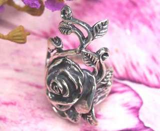 BEAUTIFUL ROSE FLOWER RING .925 STERLING SILVER.US=10/T  