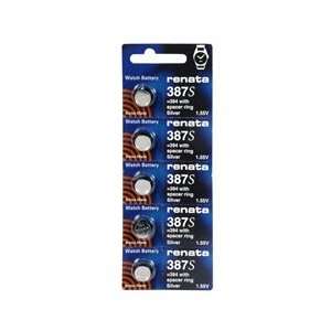  Renata #387 Silver Oxide Battery 5 Packs Button Cell 