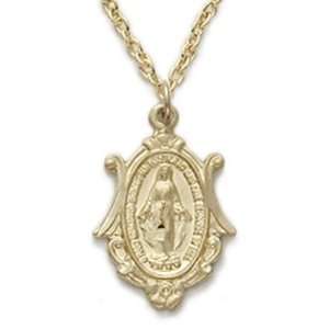  14K Yellow Gold Filled Shield Shaped Miraculous Medal in a 