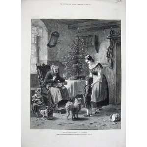   1878 Christmas Werner Fine Art Children Tree Dog Man: Home & Kitchen