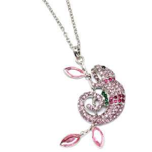 Wild Lizard Pink Crystal Chameleon Fashion Necklace