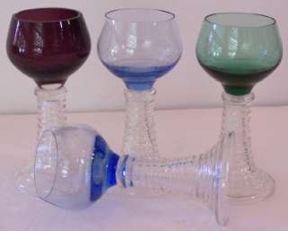 Delicate Antique German Glass Roemers Rummers Cordials  
