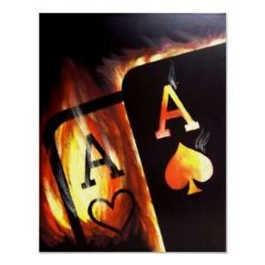  Flaming Pocket Aces Poker painting by Teo Alfonso Poster 