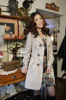 NEW Womens Double breasted Trench Coat Jacket Korean Style Beige Black 