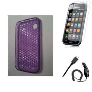 Premium Purple Transparent Gel Case + Screen protector + Car Charger 