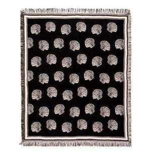  Black and White Nautical Shells Afghan Throw Blanket 50 x 