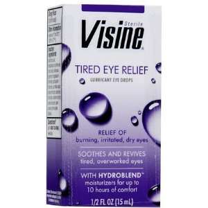 Visine Tired Eye Relief Lubricant Eye Drops 0.5 oz (Quantity of 4)