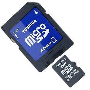  Toshiba 1GB MicroSD/TransFlash Memory Card w/Adapter 
