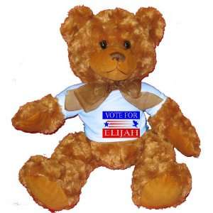  VOTE FOR ELIJAH Plush Teddy Bear with BLUE T Shirt: Toys 