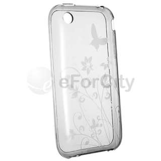 Clear White Flower Butterfly TPU silicone Soft Hard Case Cover for 