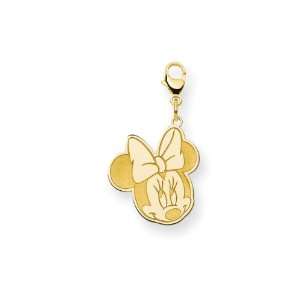   14K Gold Over Solid Silver 5/8 Inch Minnie Mouse Charm Jewelry