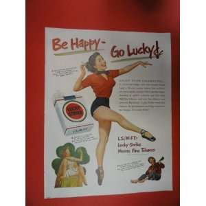  Lucky Strike cigarettes Print Ad. Miss Shamrock,be happy go lucky 