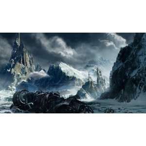 Fantasy Art Color 4x6 Photograph of Snow Mountain Range:  