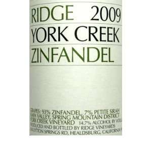  2009 Ridge Zinfandel York Creek Spring Mountain Napa 