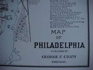 Original 1903 Streetcar Ferry Map PHILADELPHIA Pennsylvania Chestnut 