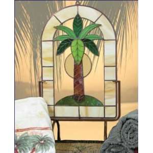   Art Glass Palm Tree Large 3 Dimensional Window: Patio, Lawn & Garden