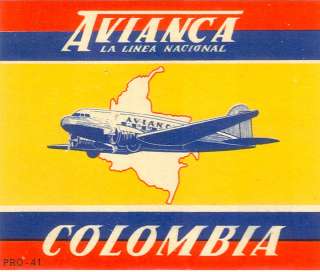 AVIANCA Airlines National Airways of Colombia Luggage baggage label 