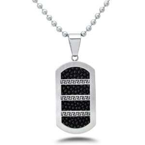  Stainless Steel Stingray with Greek Key Design Dog Tag 
