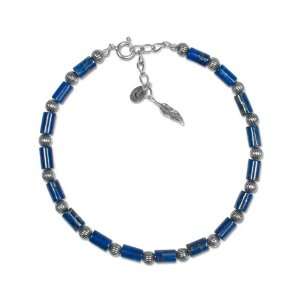  Sterling Silver Lapis Beaded Anklet Jewelry