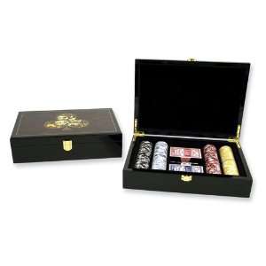  Poker Set in Inlaid Wood Box Jewelry