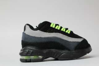 Nike Air Max 95 TD Black Light Grey Neon Green Toddler Sneakers Baby 