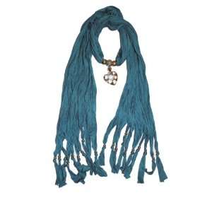  Soft Teal Heart Pendant Scarf,good for Spring Everything 