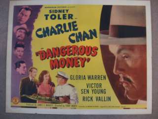   CHAN DANGEROUS MONEY 1946 ORIGINAL 1/2 SHEET MOVIE POSTER SIDNEY TOLER