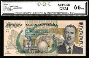 Mexico 1985 87 ND El Banco De Mexico 10000 Pesos In a CGC Superb Gem 