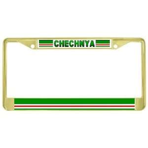  Chechnya Chechen Flag Gold Tone Metal License Plate Frame 