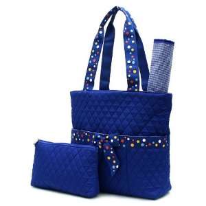  QUILTED MULTI POLKA DOTS 3PC SET DIAPER BAG: Baby