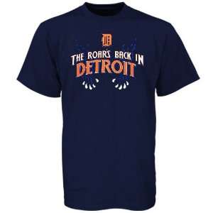  Detroit Tigers Navy Blue The Roar Is Back T shirt: Sports 