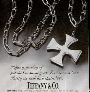 1971 TIFFANY CO JEWELRY 18K GOLD FORMEE CROSS PRINT AD  