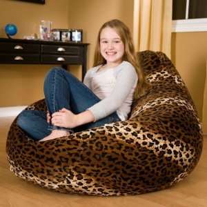   Large Faux Suede Animal Print Teardrop Bean Bag Chair: Home & Kitchen