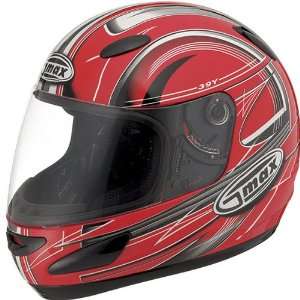   Boys Street Bike Racing Motorcycle Helmet   Red/Black/White / Large