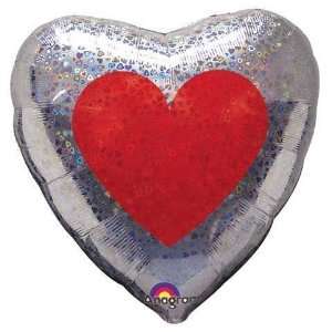  Love Balloons   32 Big Red Heart Holographic: Toys & Games