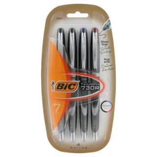 BIC Triumph 730R Rollerball Pens, Fine / 0.7mm, Assorted Colors, 4 