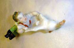 Herend Boy Catching And Being Dragged By a Goose Porcelain Figurine 