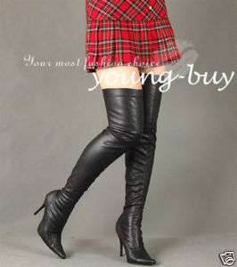 PU Leather Over knee Thigh Boots US Sz 5 6 7 8 9 10 11  