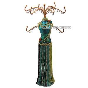 Beaded Tassel Dress Doll Jewelry Stand Mannequin blue  