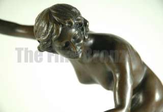 CL.JR.COLINET bronze statue art deco girl with balls  
