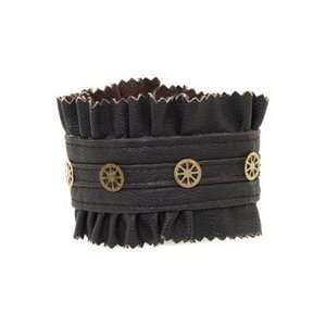  Steampunk Faux Leather and Gears Bracelet 