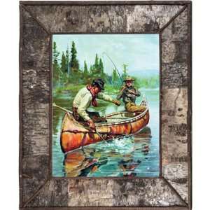   Rivers Edge Products Framed Birch Bark Canoe Print
