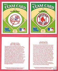 1983 Post Super Sugar Crisp Baseball TEAM CARD Set  