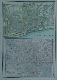 1888 Maps DUNDEE GLASGOW Scotland + BELFAST KILLARNEY  