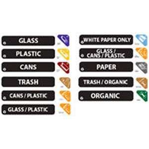  44 color coded recycling label in three languages: Home 