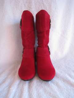 Girl RED Suede Boots Size9 4 (Youth Size)  