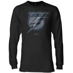   Tampa Bay Lightning Black Faded Logo Long Sleeve Thermal T shirt