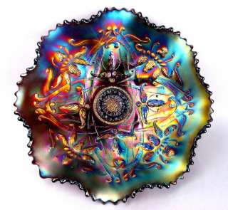 WISHBONE by NORTHWOOD ~ STUNNING AMETHYST CARNIVAL GLASS RUFFLED 
