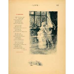  1885 Print Christmas Ghosts Lovers Poem Rendezvous Kiss 